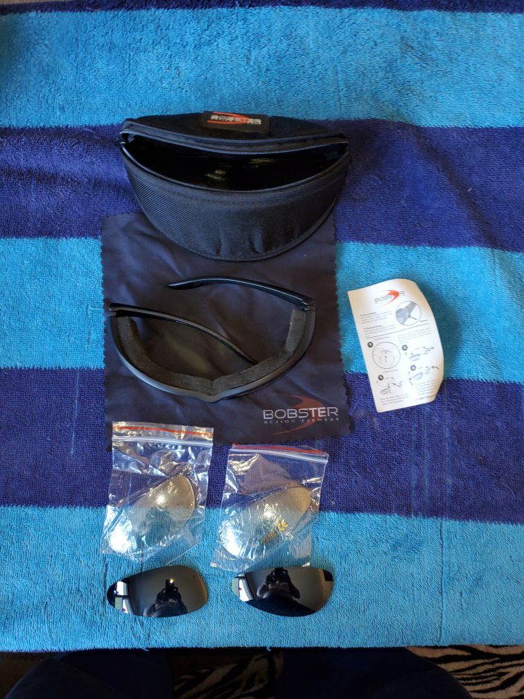 Bobster eyewear w/ 3 diffrent lenses case and cleaning rag