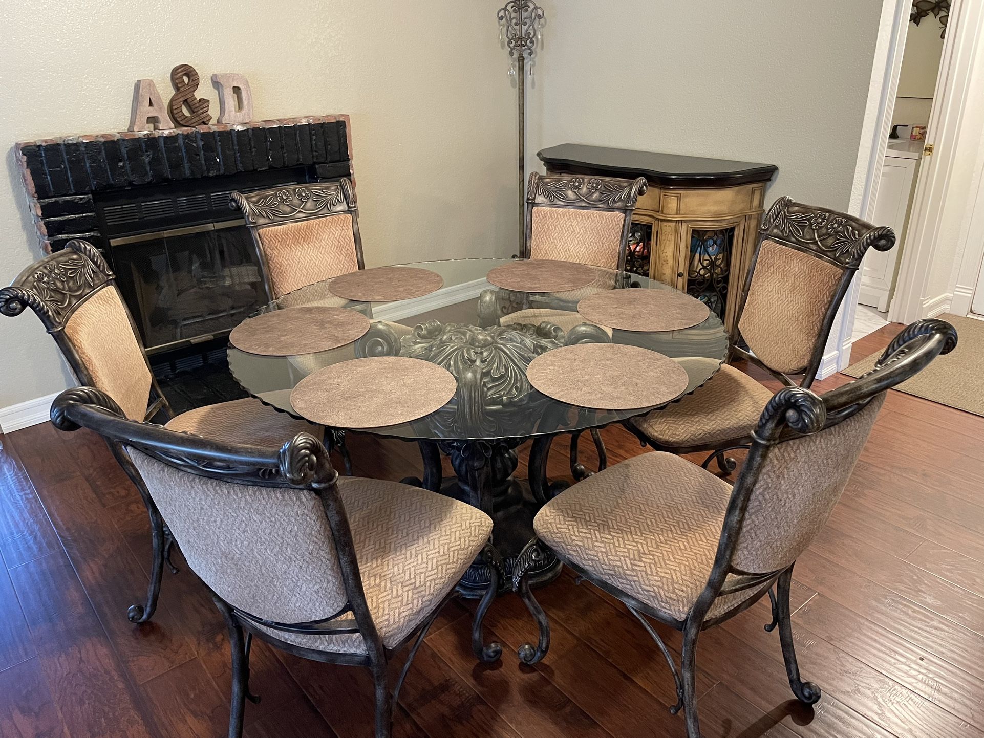 Dinning Table Set Glass Round