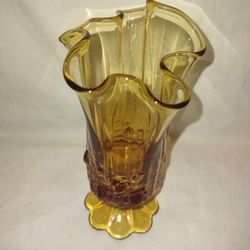 Fenton Amber Handkerchief Vase
