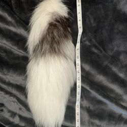 Arctic Marble Fox Tail Keychain