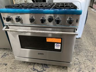 Viking 36” slide in gas range in stainless steel new open box