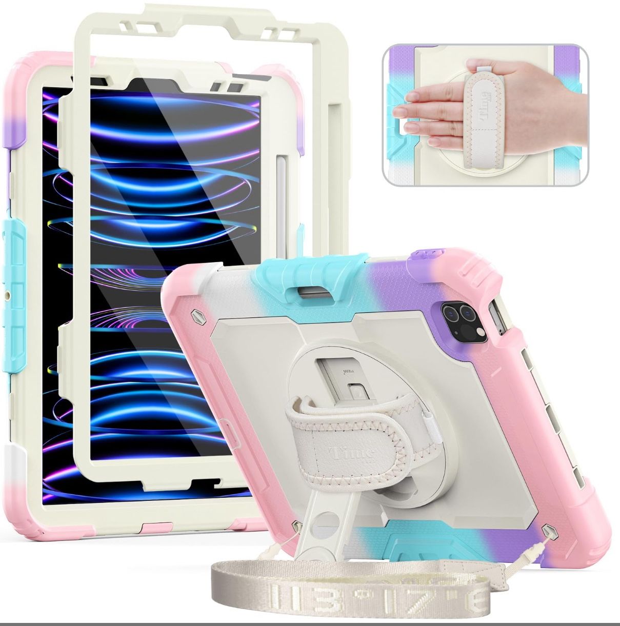 Timecity Case For IPad Pro 11 Inch 4th/ 3rd/ 2nd/ 1st Generation, Full-Body Protective Case With Screen Protector, Rotating Stand/Handle, Pencil Holde