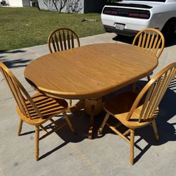 Wood Dining Table & 4 Chairs Complete