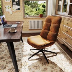 Homy Casa CHARLOTTE SUEDE BROWN KD Leisure Chair "23.2" W x 30.3" D x 36.6–36.6" H Office Chair Open Box