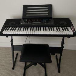 Rock jam keyboard Piano with Keyboard Bench, Digital Piano Stool, Pedal, Headphone and Lessons