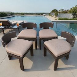 Outdoor 4 RH Restoration Hardware Striata Aluminum Side Chair Bronze Frame