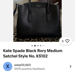 Kate Spade Black Rory Medium Satchel Purse