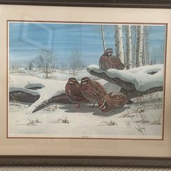 Ducks Unlimited “Bobwhites”signed Painting
