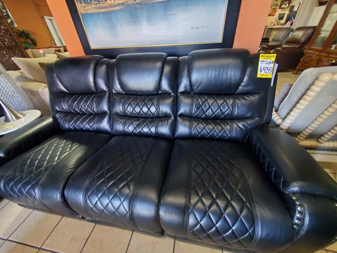 Black Faux Leather 2 Pc Couch 