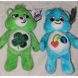 2 Care Bear Plushies 10" Tall 2022- I Care Bear And Good Luck Bear