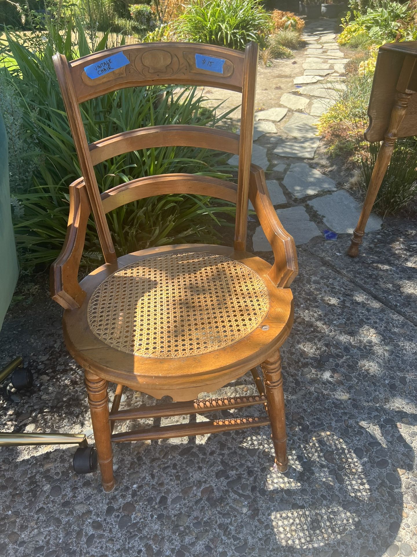 Vintage Wood And Wicker Chair