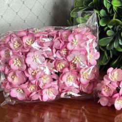 50 PINK SAKURA CHERRY BLOSSOM Mulberry Paper Flowers