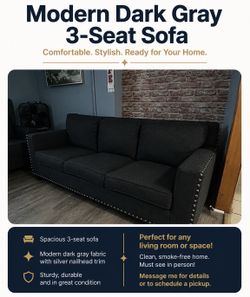 Modern Dark Gray 3-Seat Sofa