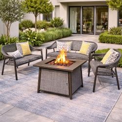 New In Box Patio Set With Fire Pit