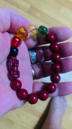 Wards Off Evil, Attracts Wealth and Blessings — Cinnabar Bracelet (Bead Diameter: 12mm)