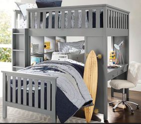 Pottery Barn Kids Charlie Loft System & Twin Bed Set (Grey color)