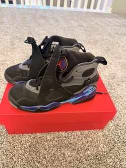 Boys Grade School Jordan 8- Retro Aqua Size 4.5Y