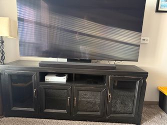 Black TV Stand With Cabinets and Shelves