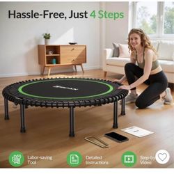 48inch Adult Fitness Trampoline With Durable Bungees 450 Lbs Foldable Mini Trampoline 