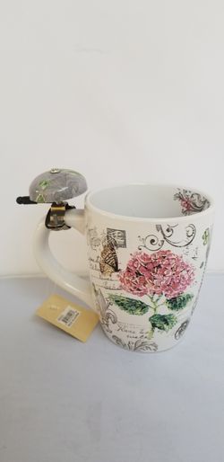 Novelty Bell French Café Coffee Mug With Bell Attached