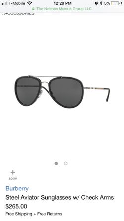 Burberry Aviator Sunglasses w/ the classic Burberry print