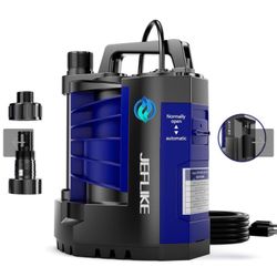 JEFLIKE Automatic Sump Pump 【3500GPH 27FT Head Max】 Thermoplastic Portable Submersible Water Pump for Pond Basement Swimming Pool Draining, with 3/4" 