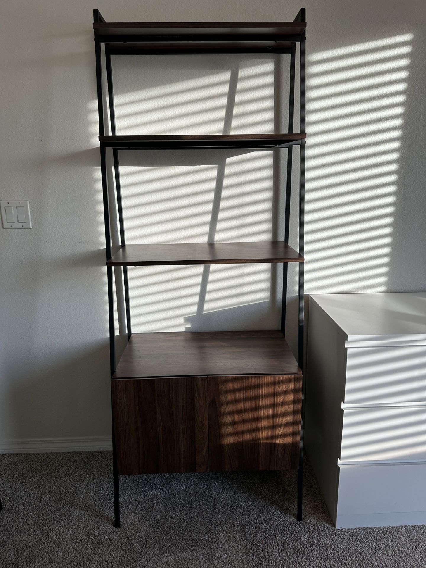 Walnut Bookshelf With Cabinet Laminate Shelf