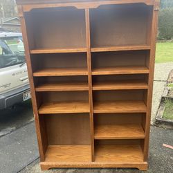 Bookcase, Oak Double Wide, 9 Adjustable Shelves, Delivery