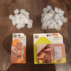 Safety 1st childproofing products,  24pk spring-loaded cabinet/ drawer latches, 56ea +36pk plug protectors. 2 new boxes