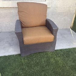 Patio Outdoor Furniture Recliner With Ottoman And Sunbrella Cushions 