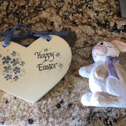 Eddie Walker Vintage Primitive Easter Bunny And wooden Sign