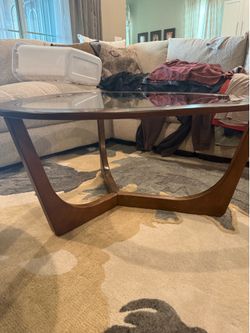 Wood and glass coffee table