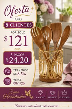 Bote y cucharas de madera