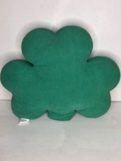 At Home Green Corduroy Shamrock Decorative Pillow St Patricks Day Clover 12in