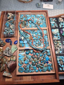 Turquoise rough and cabochons for collectors and jewelry, wire wrapping makers.