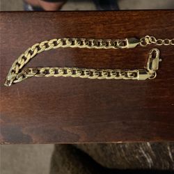 Gold Plated Over Silver Bracelet New Mens 