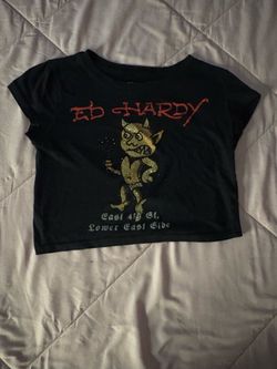 Ed Hardy Black Graphic Crop Top
