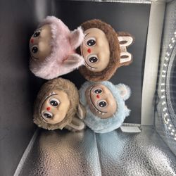 Anime Labubu Plush Small Head Bag Keychain Cute Doll  Monster 