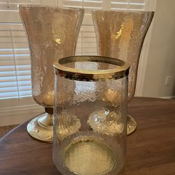 Three Glass Hurricane Candle Holders