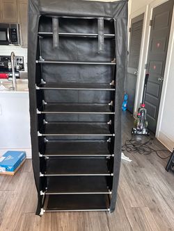 10-Tier Fabric Shoe Rack with Cover