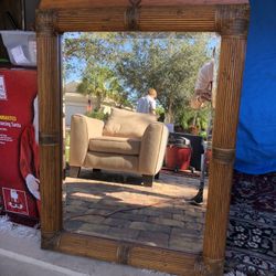 Antique Beveled Wooden Mirror