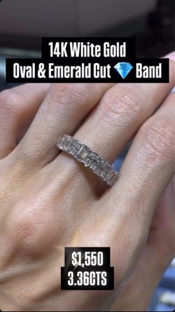 14K 3.36CT W/G Oval & Emerald Cut Band