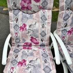 Three outdoor Patio Chairs With Cushions