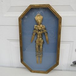 Indonesian Balinese Vintage Kepeng Dewi Prosperity Doll Statue Framed
