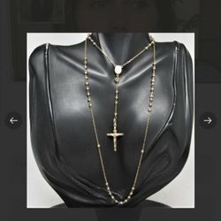 Tri-color Rosary Necklace