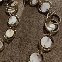 Geometric Design Belt Chain , Gold And White 