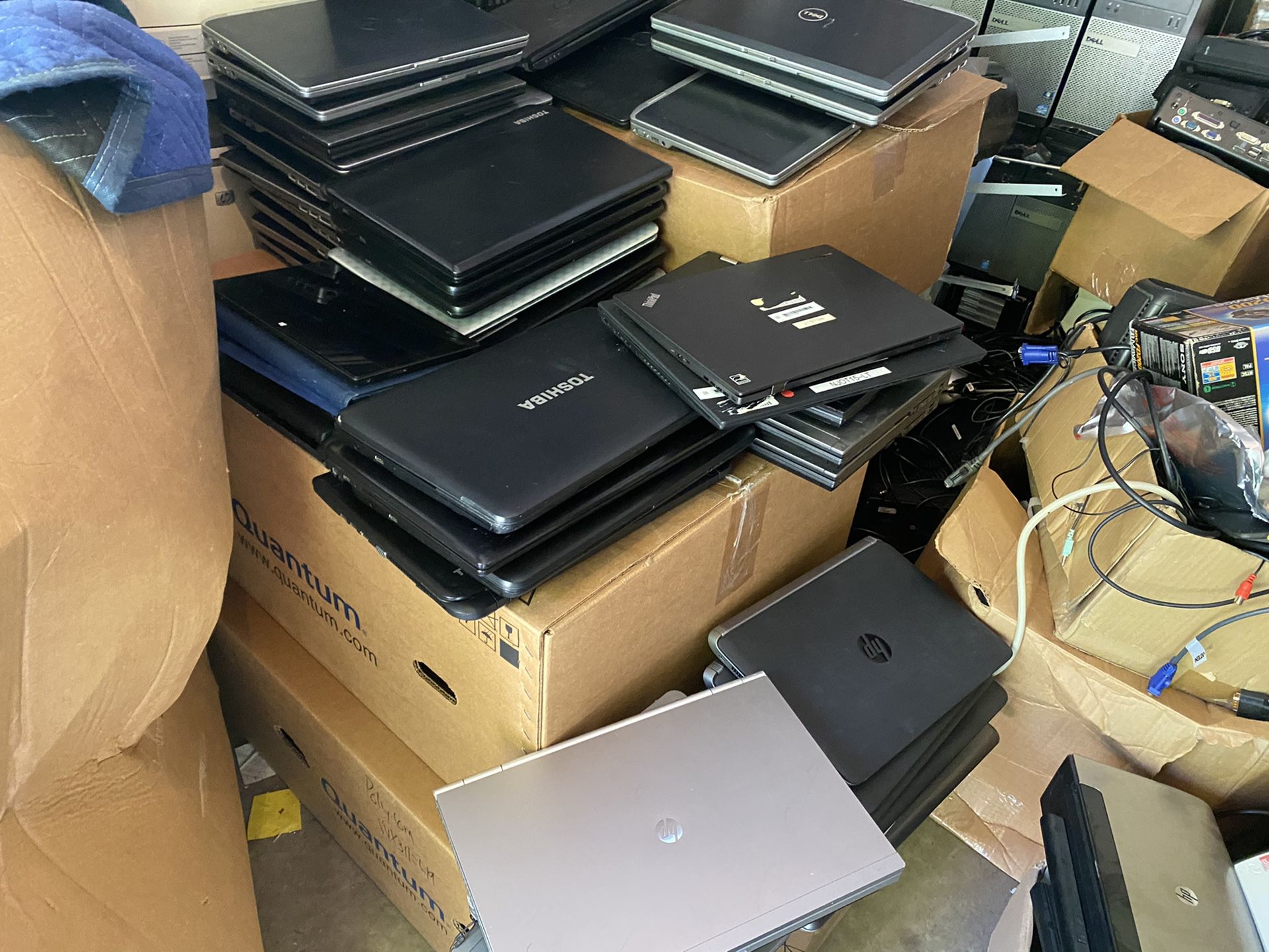 We have two lots of laptops one for $10000 (80 laptops) and the other one $7000 45 laptops. Selling as lot, not individually. There are , dell , hp,