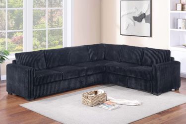 Brand New Black Corduroy Sectional Sofa
