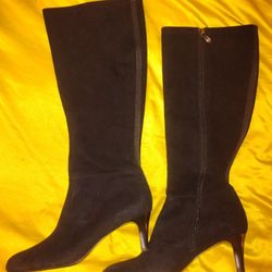 BLACK TAHARI PAYTON SUEDE KNEE HIGH BOOTS 