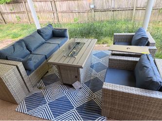 Patio set with fireplace